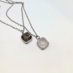 Silver Square Gemstone Necklace