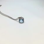 Blue Topaz Silver Square Gemstone Necklace