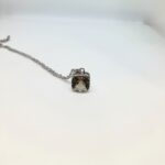Smokey Quartz Silver Square Gemstone Necklace