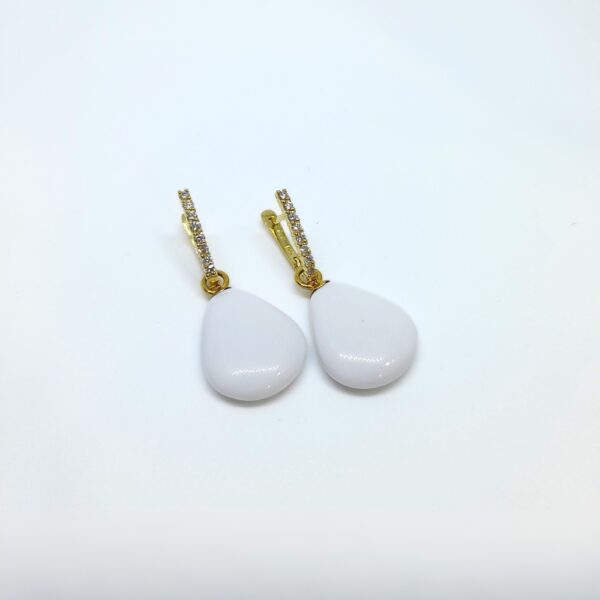 Diamond and White Agate Earrings