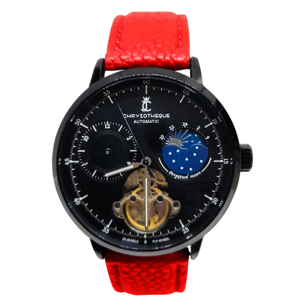 Moonwatch with red leather band
